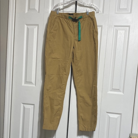 J.CREW Men's cotton tan khaki Brown Belted chino size Medium - Picture 1 of 12